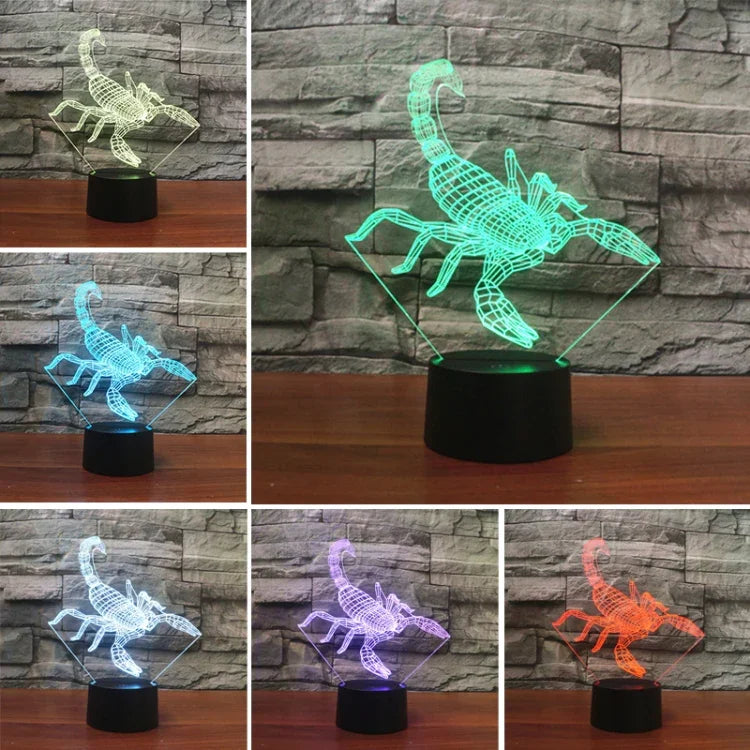 Skorpion Form 3D Buntes LED-Visionslicht Tischlampe, USB Touch Version, USB Touch Version