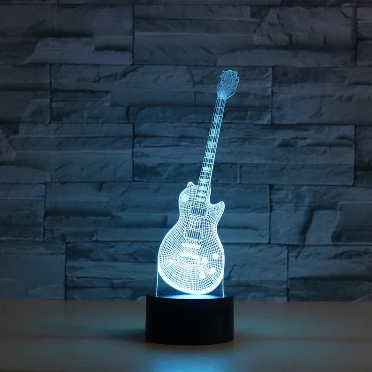 Gitarrenform 3D Bunte LED Vision Licht Tischlampe, Riss-Touch-Version, Riss-Touch-Version