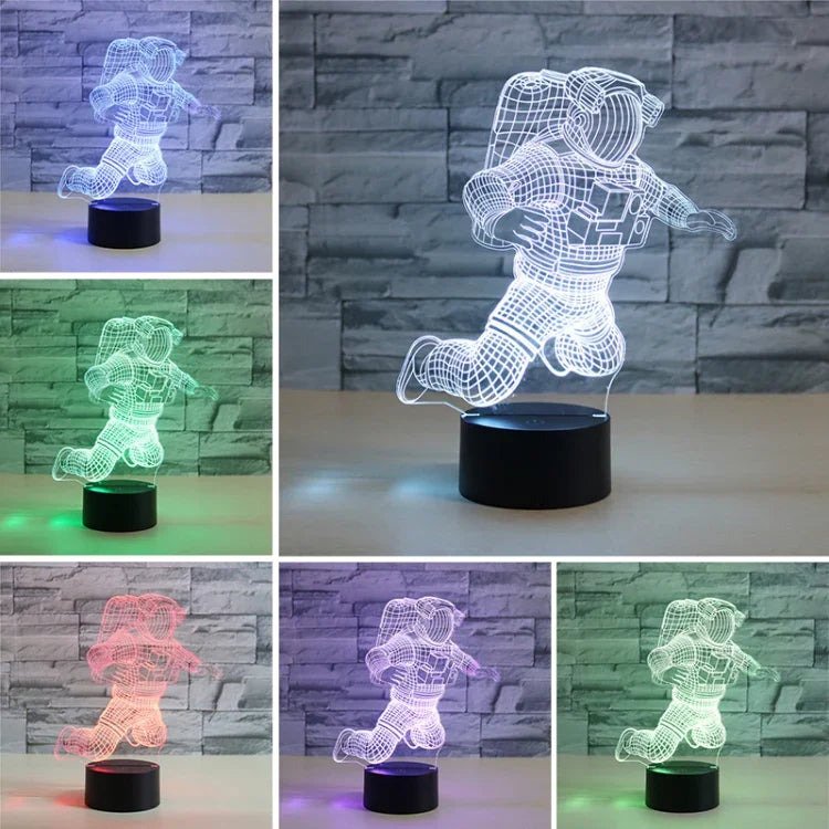 Astronaut Shape 3D Colorful LED Vision Light Table Lamp, USB & Battery Version, USB & Battery Version