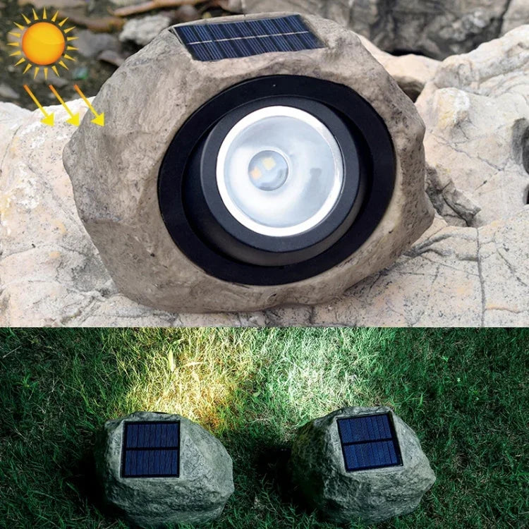Solarbetriebener Scheinwerfer in Steinoptik LED-Leuchte IP65 Wasserdichte Gartenrasenlampe für den Außenbereich
