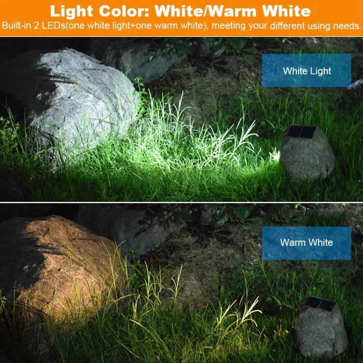 Solarbetriebener Scheinwerfer in Steinoptik LED-Leuchte IP65 Wasserdichte Gartenrasenlampe für den Außenbereich