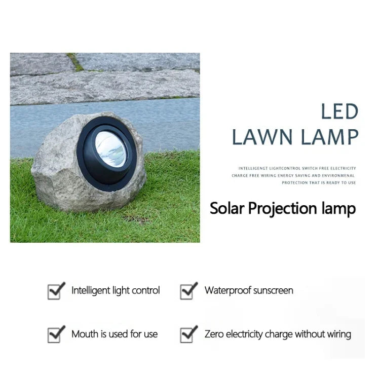 Solarbetriebener Scheinwerfer in Steinoptik LED-Leuchte IP65 Wasserdichte Gartenrasenlampe für den Außenbereich