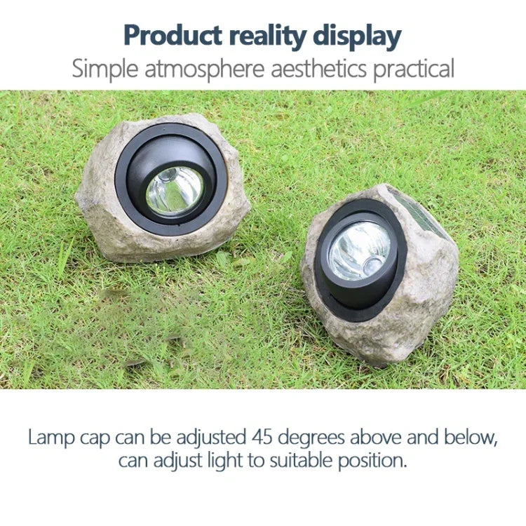 Solarbetriebener Scheinwerfer in Steinoptik LED-Leuchte IP65 Wasserdichte Gartenrasenlampe für den Außenbereich