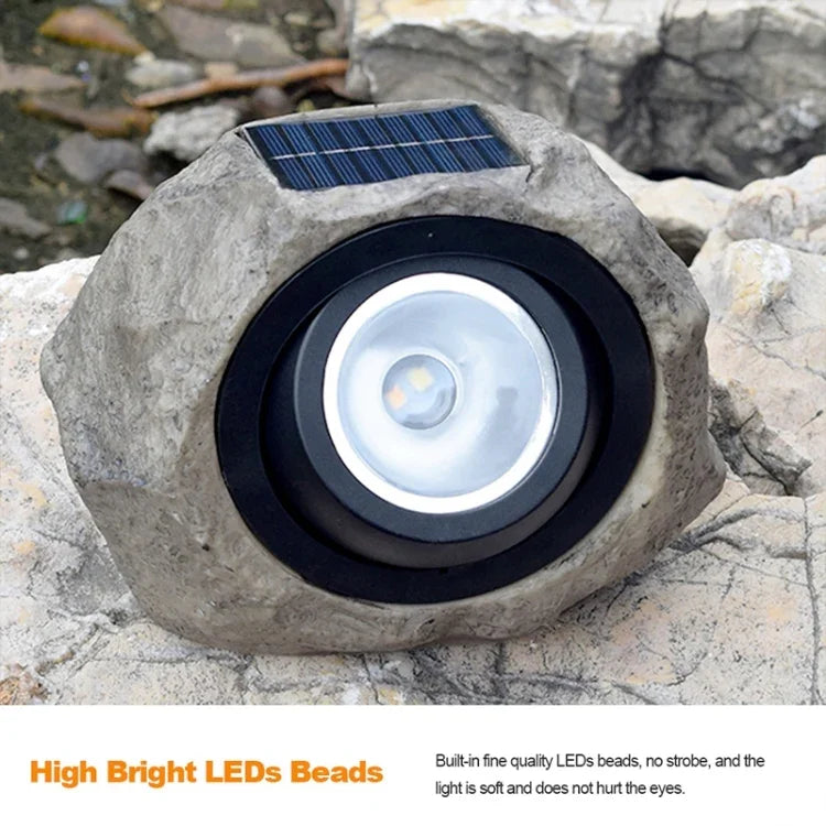Solarbetriebener Scheinwerfer in Steinoptik LED-Leuchte IP65 Wasserdichte Gartenrasenlampe für den Außenbereich