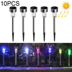 10 PCS Solar Energy Outdoor Lawn Lamp Stainless Steel IP65 Waterproof LED Decorative Garden Light