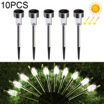 10 Stück Solarenergie Rasenleuchte Außen Edelstahl IP65 Wasserdicht LED Dekorative Gartenlampe