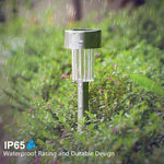 10 PCS Solar Energy Outdoor Lawn Lamp Stainless Steel IP65 Waterproof LED Decorative Garden Light