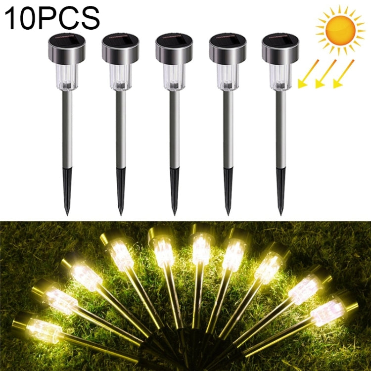 10 Stück Solarenergie Rasenleuchte Außen Edelstahl IP65 Wasserdicht LED Dekorative Gartenlampe