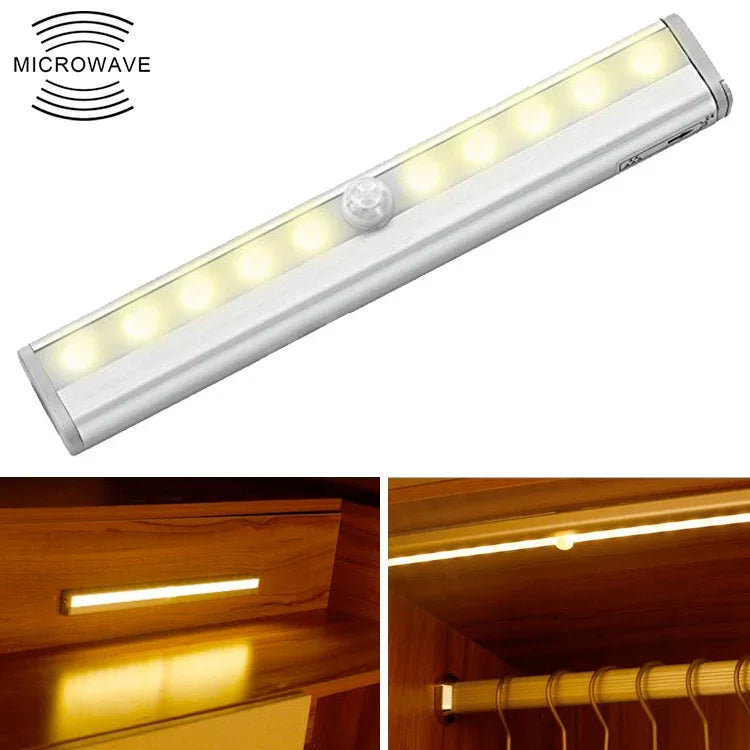 0,8W 10 LEDs Warmweiß Licht Schmalbild Intelligentes Körpersensorlicht LED Flur Schranklicht, USB-Ladeversion, 0,8W 10 LEDs Warmweiß