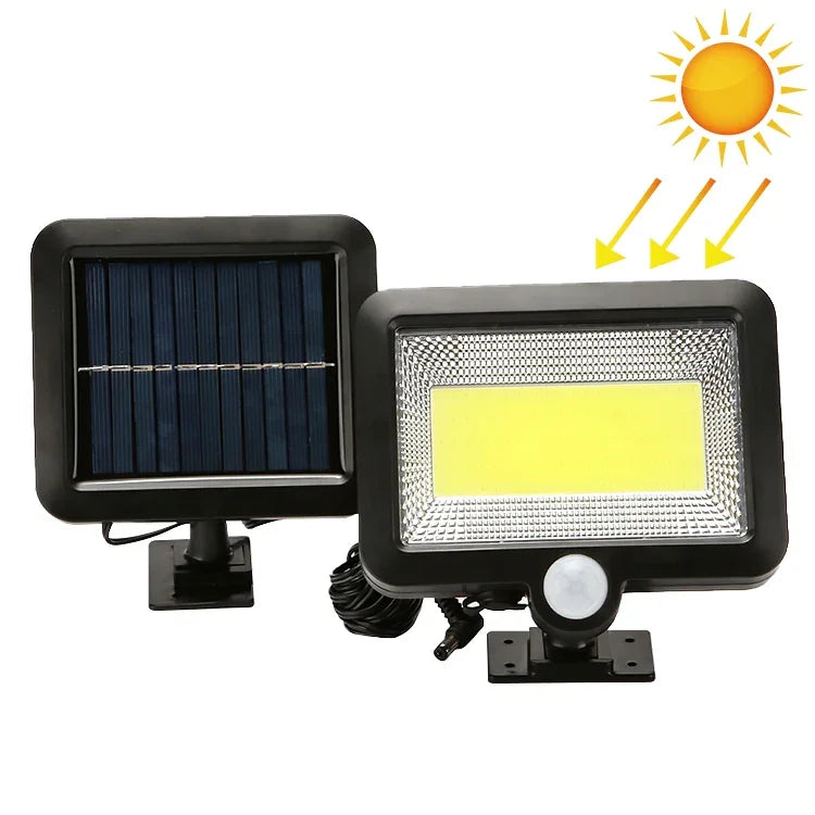 Solar Wandleuchte COB Separate Bewegungsmelder Gartenleuchte Wasserdichte Außenbeleuchtung Straßenlaterne, 100 COB