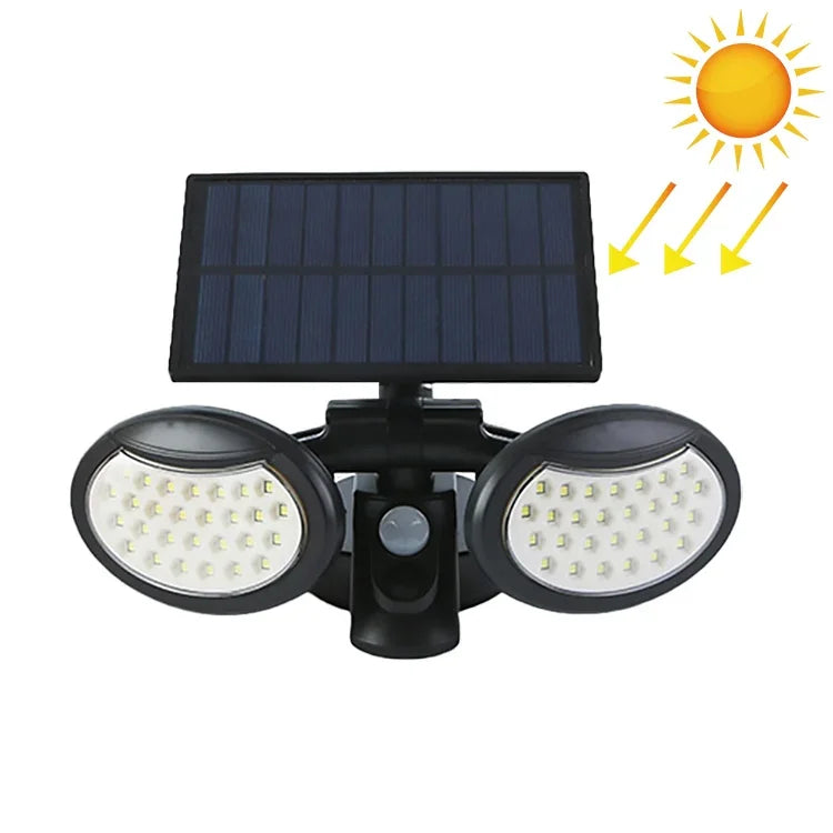 56 LEDs Hausbeleuchtung Integrierter Hof Wasserdicht Doppelköpfe Drehbare Solar-Wandlampe Straßenlicht, 56 LEDs