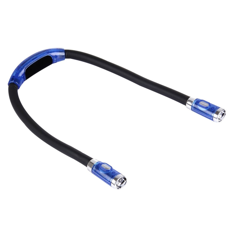 Kreative Doppelkopf Freihändige Nacken Stereo Taschenlampe Arbeitslicht Auto Lampe mit 4 LED-Lichtern & Weichem Gummigriff Nackenpolster