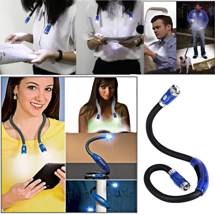 Kreative Doppelkopf Freihändige Nacken Stereo Taschenlampe Arbeitslicht Auto Lampe mit 4 LED-Lichtern & Weichem Gummigriff Nackenpolster