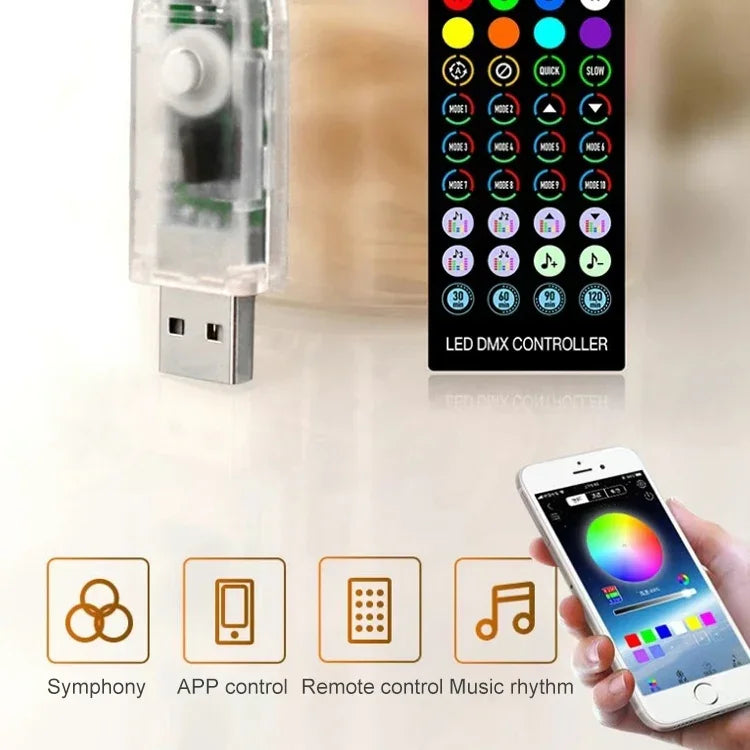 Weihnachtsdekoration USB-Kupferdraht-Lichterkette Fernbedienung & Bluetooth Mobile APP-Steuerung, Länge: 5m 50 LEDs, Fernbedienung & APP-Steuerung, Länge: 5m 50 LEDs