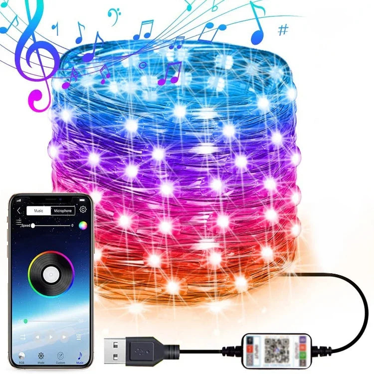 Weihnachtsdekoration RGB Kupferdraht-Lichterkette Bluetooth Mobile APP Steuerung, Länge: 10m 100 LEDs, 10m 100 LEDs