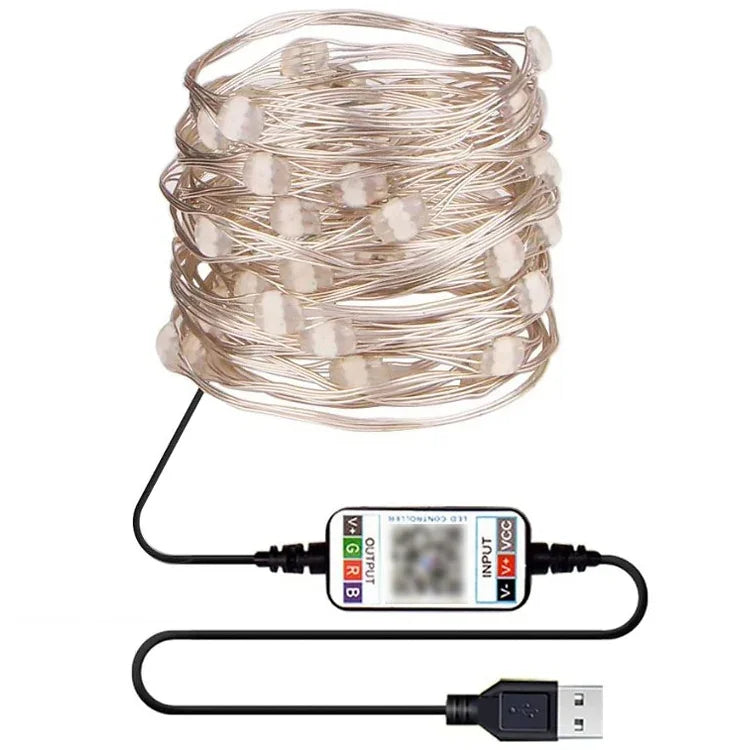 Weihnachtsdekoration RGB Kupferdraht-Lichterkette Bluetooth Mobile APP Steuerung, Länge: 10m 100 LEDs, 10m 100 LEDs
