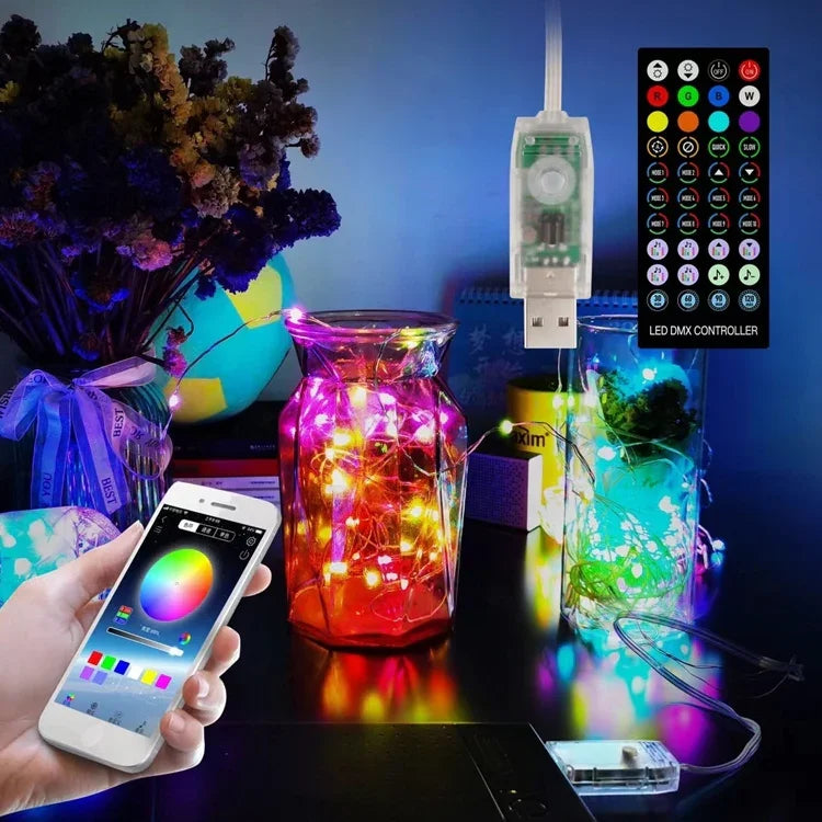 Weihnachtsdekoration USB Kupferdraht Lichterkette Fernbedienung & Bluetooth Handy-App-Steuerung, Länge: 20m 200 LEDs
