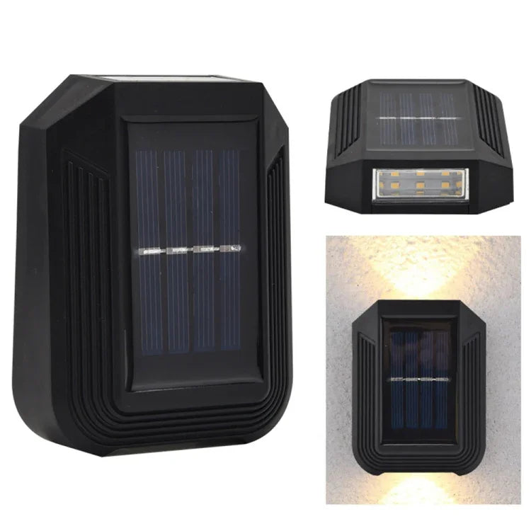 6 LED Solar-Wandlampe Außen Dekoratives Garten Auf- und Abwärtslicht