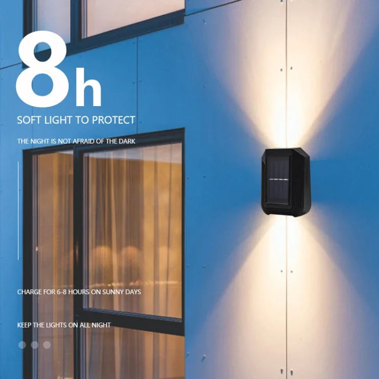 6 LED Solar-Wandlampe Außen Dekoratives Garten Auf- und Abwärtslicht