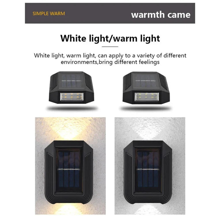6 LED Solar-Wandlampe Außen Dekoratives Garten Auf- und Abwärtslicht