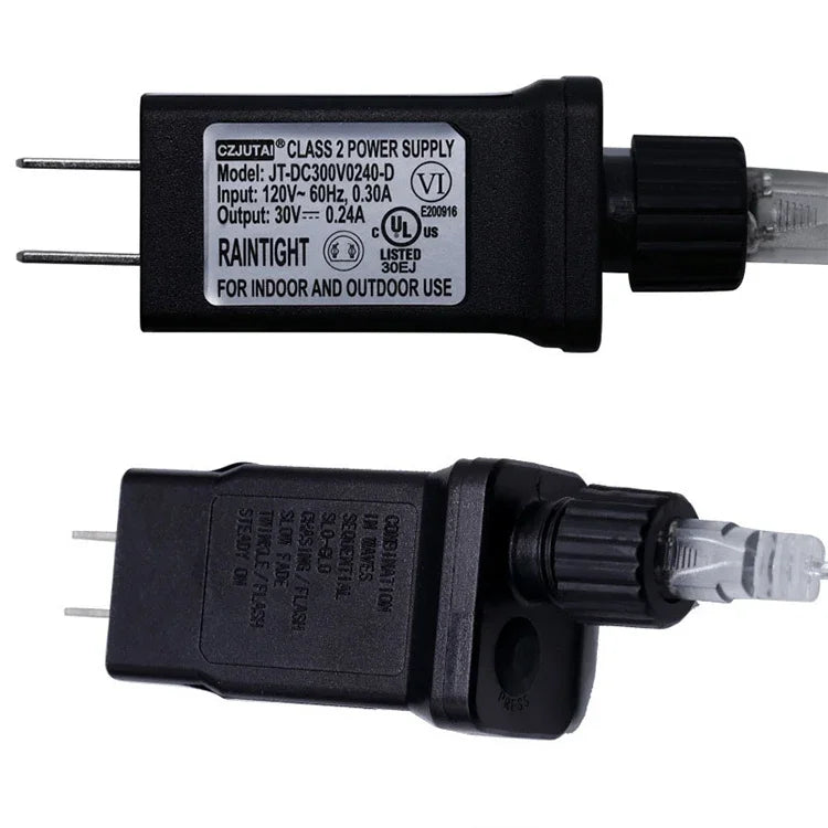 100 LED Lichterkette mit Endverbinder & 8 Modellfunktionen, US-Stecker, 10m Weißlicht