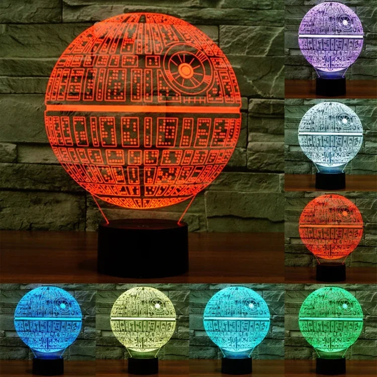 7 Colour Discoloration Creative Visual Stereo Lamp Desk Lamp Night Light, Death Star Style