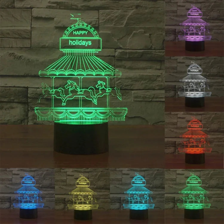 7-Farben-Verfärbung Kreative visuelle Stereo-Lampe Schreibtischlampe Nachtlicht, Vergnügungspark-Stil