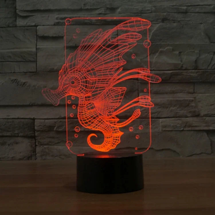 7 Farbige Verfärbung Kreative Visuelle Stereo Lampe Schreibtischlampe Nachtlicht, Hippocampus-Stil