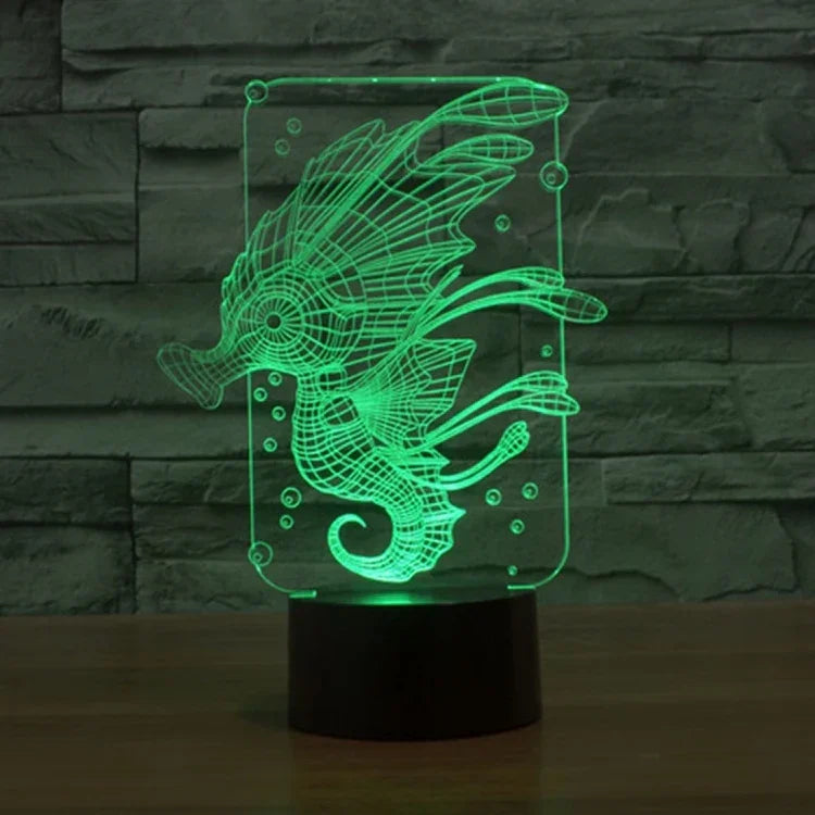 7 Farbige Verfärbung Kreative Visuelle Stereo Lampe Schreibtischlampe Nachtlicht, Hippocampus-Stil
