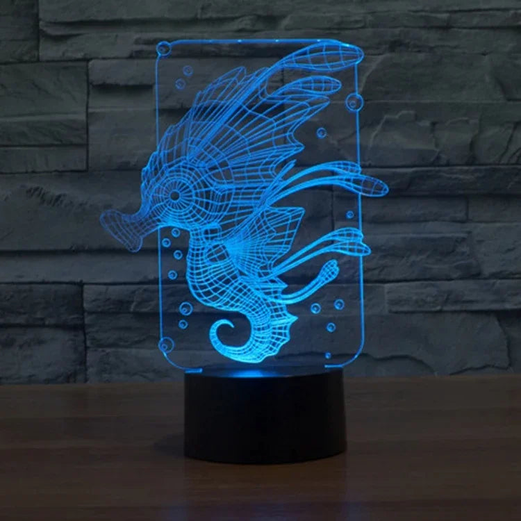 7 Farbige Verfärbung Kreative Visuelle Stereo Lampe Schreibtischlampe Nachtlicht, Hippocampus-Stil