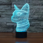 7-Farben-Farbwechsel Kreative Visuelle Stereo-Tischlampe Nachtlicht, Katze Seitenansicht Stil