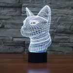 7-Farben-Farbwechsel Kreative Visuelle Stereo-Tischlampe Nachtlicht, Katze Seitenansicht Stil