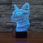 7-Farben-Farbwechsel Kreative Visuelle Stereo-Tischlampe Nachtlicht, Katze Seitenansicht Stil