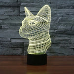 7-Farben-Farbwechsel Kreative Visuelle Stereo-Tischlampe Nachtlicht, Katze Seitenansicht Stil