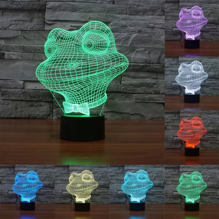7 Farben Verfärbung Kreative Visuelle Stereo Lampe Schreibtischlampe Nachtlicht, Frosch-Stil