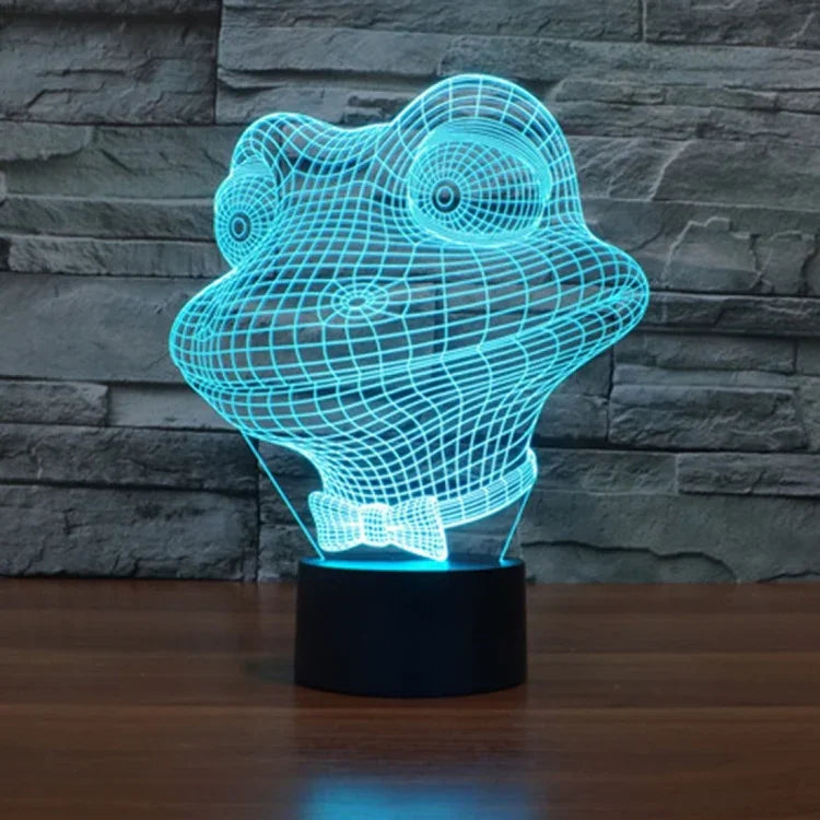 7 Farben Verfärbung Kreative Visuelle Stereo Lampe Schreibtischlampe Nachtlicht, Frosch-Stil
