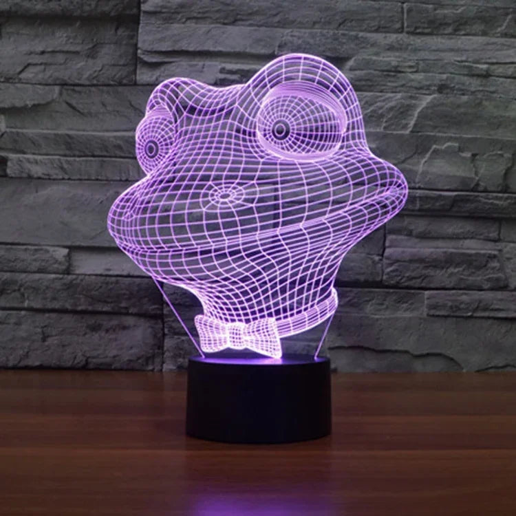 7 Farben Verfärbung Kreative Visuelle Stereo Lampe Schreibtischlampe Nachtlicht, Frosch-Stil