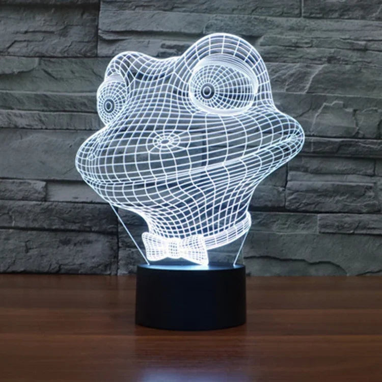 7 Farben Verfärbung Kreative Visuelle Stereo Lampe Schreibtischlampe Nachtlicht, Frosch-Stil