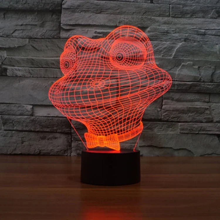 7 Farben Verfärbung Kreative Visuelle Stereo Lampe Schreibtischlampe Nachtlicht, Frosch-Stil
