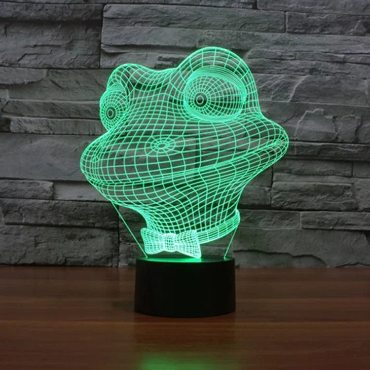 7 Farben Verfärbung Kreative Visuelle Stereo Lampe Schreibtischlampe Nachtlicht, Frosch-Stil