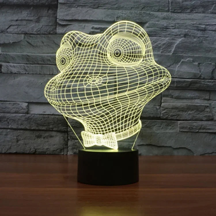 7 Farben Verfärbung Kreative Visuelle Stereo Lampe Schreibtischlampe Nachtlicht, Frosch-Stil
