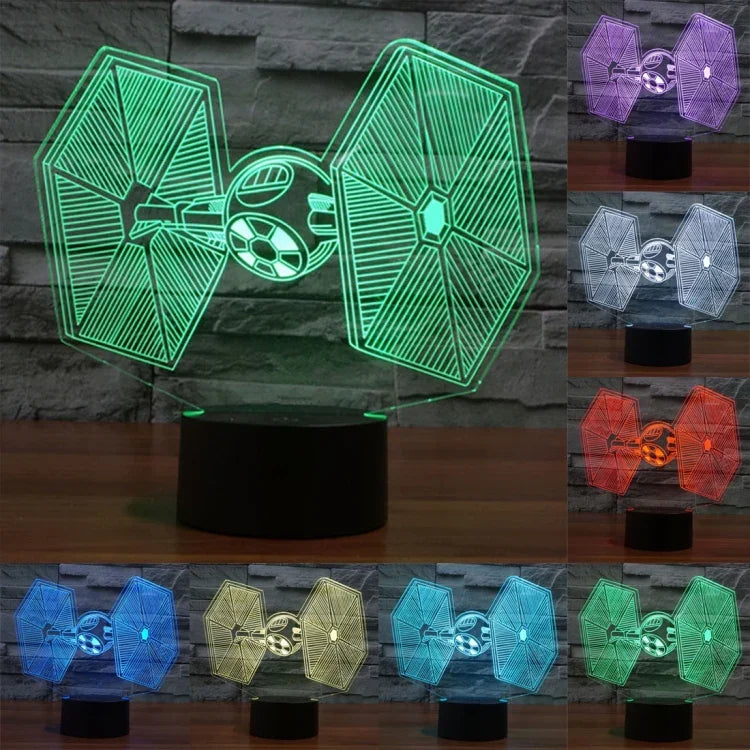 7 Farben Verfärbung Kreative Visuelle Stereo Lampe Schreibtischlampe Nachtlicht, TIE Fighter Stil