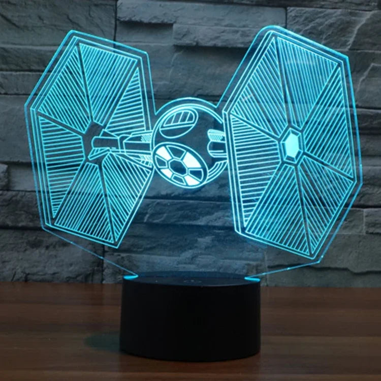 7 Farben Verfärbung Kreative Visuelle Stereo Lampe Schreibtischlampe Nachtlicht, TIE Fighter Stil