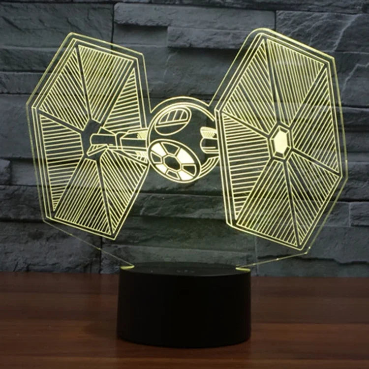 7 Farben Verfärbung Kreative Visuelle Stereo Lampe Schreibtischlampe Nachtlicht, TIE Fighter Stil