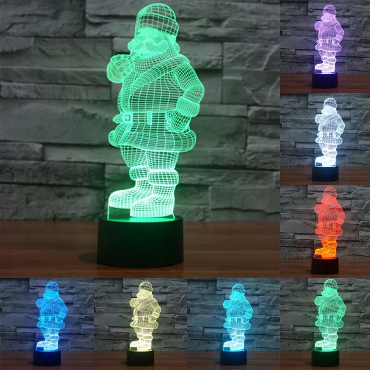 7 Farben Verfärbung Kreative Visuelle Stereo Lampe Schreibtischlampe Nachtlicht, Weihnachtsmann Stil