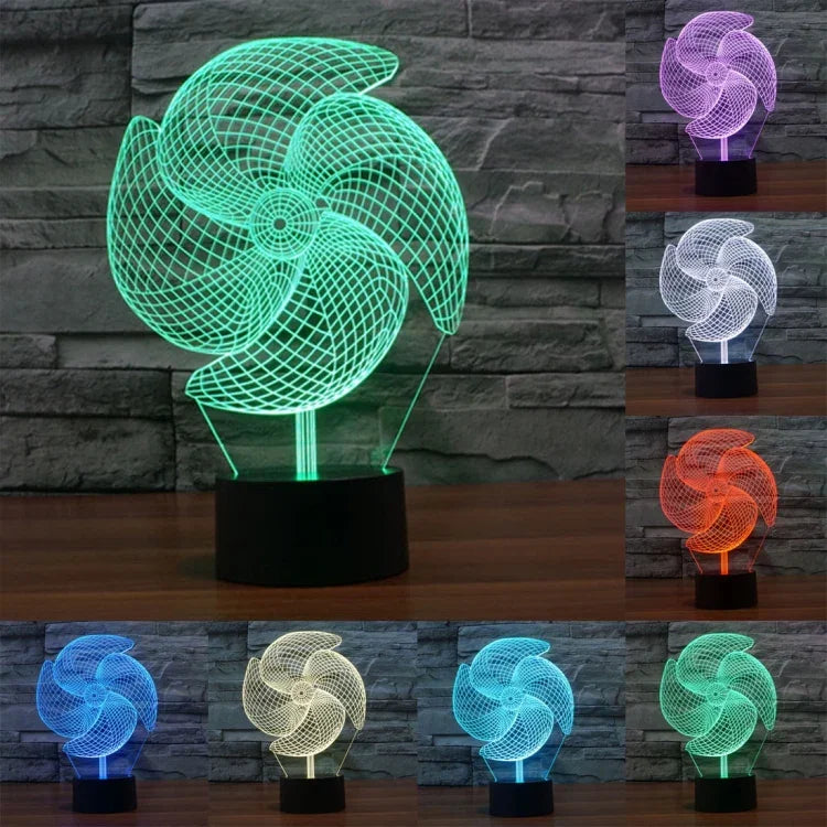 7 Farben Verfärbung Kreative Visuelle Stereo Lampe Schreibtischlampe Nachtlicht, Big Pinwheel Style