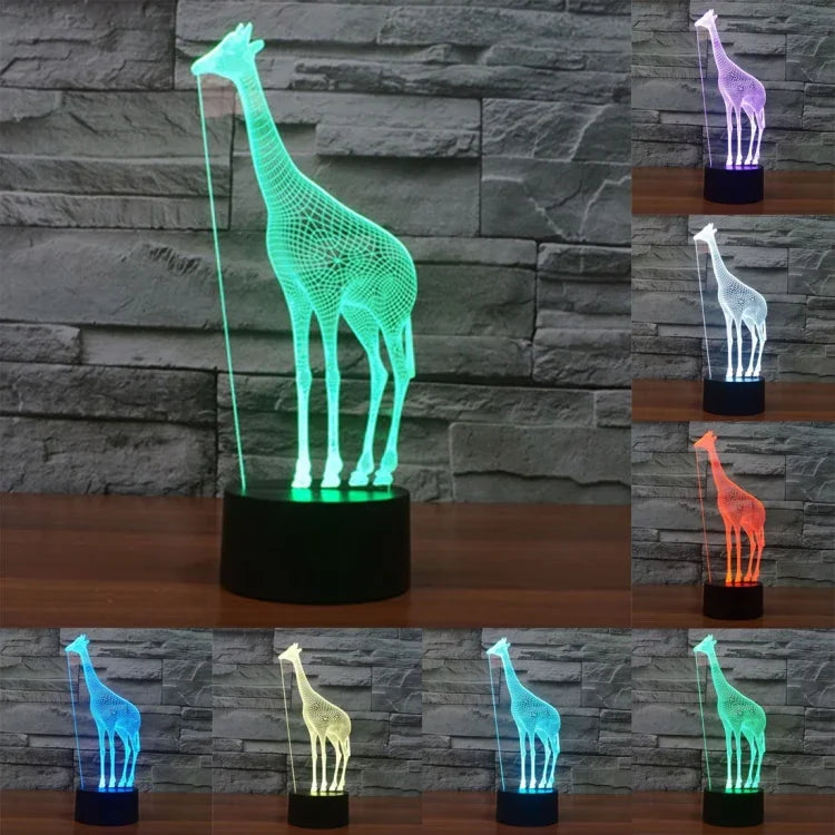 7-farbige Verfärbung Kreative Visuelle Stereo Lampe Schreibtischlampe Nachtlicht, Giraffen-Stil