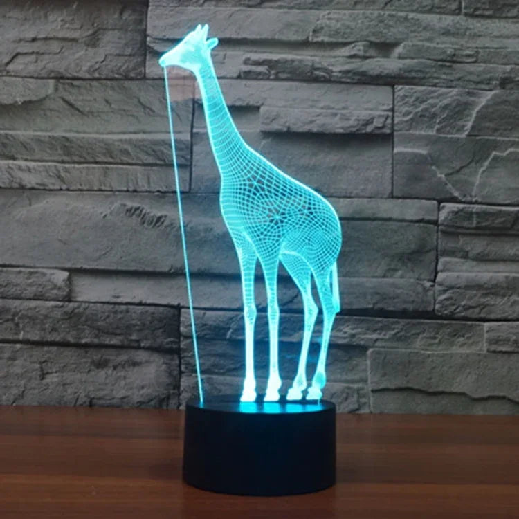 7-farbige Verfärbung Kreative Visuelle Stereo Lampe Schreibtischlampe Nachtlicht, Giraffen-Stil