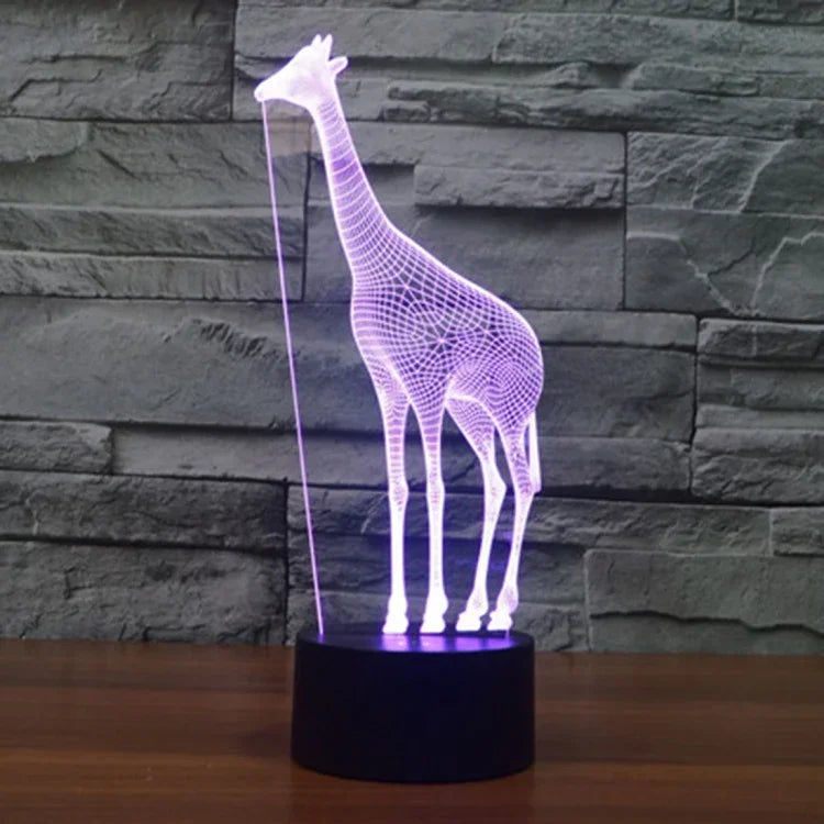 7-farbige Verfärbung Kreative Visuelle Stereo Lampe Schreibtischlampe Nachtlicht, Giraffen-Stil