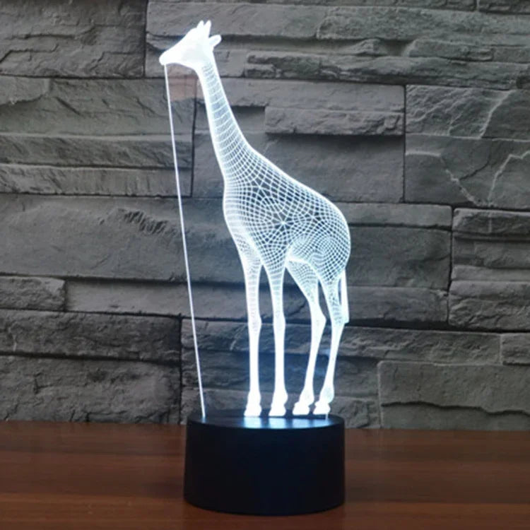 7-farbige Verfärbung Kreative Visuelle Stereo Lampe Schreibtischlampe Nachtlicht, Giraffen-Stil